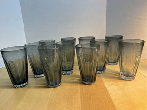 Libbey de colección? Juego de 11 vasos de fondo pesado gris humo ombre soplados a mano? - Imagen 1 de 4