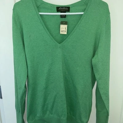Eddie Bauer Cachemira Mezcla Cuello en V Suéter Mujer Talla L Nuevo Con Etiquetas Foto 1 de 4