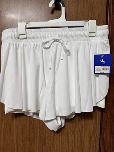 JoyLab Women's White Mid-Rise Double Layer Run Shorts Lightweight Drawstring NWT - Picture 1 of 8