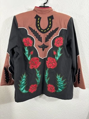 Куртка женская Victor Camarena размер XL черная с вышивкой цветочный рокабилли вестерн - Изображение 1 из 4