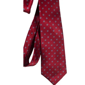 Egon Von Furstenberg Red Tie Blue Polka-Dot Silk Blend Power Classic Career - Picture 1 of 4