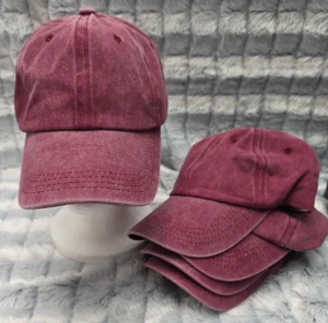 Damen-Baseballmützen burgunderrot 5er-Set Pferdeschwanz 6-Panel flache Hüte - Bild 1 von 6