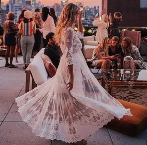 Spell Bride Canyon Moon Lace Duster Size M Bridal Robe Dress Festival Matenity - Foto 1 di 24