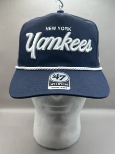 New York Yankees Retro-Stil marineblau '47 Hitch Crosstown Schrift Druckknopflasche Seil Mütze - Bild 1 von 7