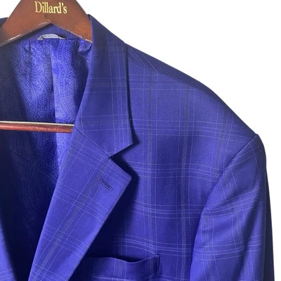 Oak Hill Blazer Suit Jacket Mens 3XLT 54L/56L Blue Check Plaid Sport Coat - Image 1 of 4