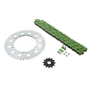 1996 - 1999 Kawasaki KX125 Green O Ring Chain & Sprocket Silver 12/47 112L - Foto 1 di 4