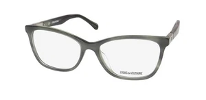 NEW ZADIG & VOLTAIRE VZV266 EYEGLASSES 0P59 FULL-RIM GRAY WOMENS PLASTIC CAT EYE - Picture 1 of 8