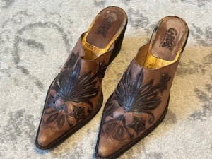 Carlos by Carlos Santana Western Mules Shoes Rodeo Size 8 M Leather - Picture 1 of 13
