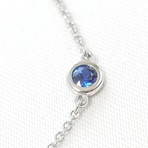 Tiffany & Co. Elsa Peretti Blue Sapphire Bracelet By The Yard Pt950 7.1in [MINT] - Picture 1 of 10