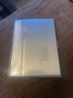 Vintage Chromium Cigarette Case  Silver-tone Metal Art Deco Style - Image 1 of 4