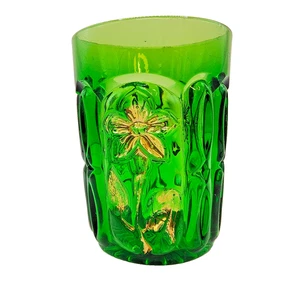 1893 EAPG Greensburg Glass Company Florida Sunken Primrose Emerald Green Tumbler - Picture 1 of 21