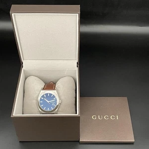 Reloj Gucci Pantheon Cuarzo Fecha Acero Inoxidable Cuero Negro Marrón Estampado - Imagen 1 de 24