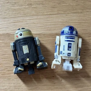 Hasbro Star Wars Clone Wars 2008 CW23 R3-S6 Goldie Astromech Droid Plus R2-D2 - Foto 1 di 6