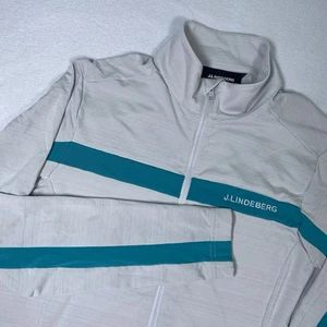 J Lindeberg Matteo JL Softshell Stretch Jacke Herren Größe M durchgehender Reißverschluss grau türkis - Bild 1 von 11