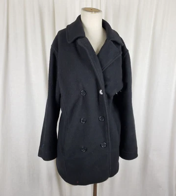 Abrigo corto Hanna Andersson polar doble pecho chaqueta chaquetón para mujer L negro Foto 1 de 4