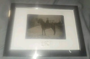 Antique Tintype Photo Man On Horseback Horse Winter Snow Bowler Hat - Picture 1 of 6
