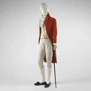 Men 1770th Red Victorian Costume Wool Frock Style Coat Regency Quick Ship - Picture 1 of 3