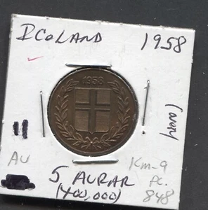 1958-Iceland-AU/5 Aurur - Picture 1 of 2