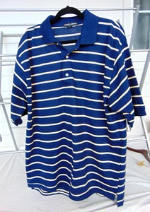 COURSE RECORD BLUE STRIPPED MENS Polo Golf Shirt Sz XL - Picture 1 of 3