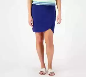 Belle by Kim Gravel TripleLuxe Knit Tulip Hem Skort-Navy-Large-NEU-A601301 - Bild 1 von 2