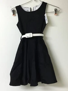 HBB Magic Girls Size 6 50's Vintage Inspired Black Dress With White Belt- NWT - Picture 1 of 4