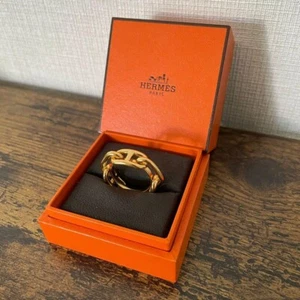 Hermes  Scarf Ring Chaine d'Ancre Gold Ring H Chain Near Mint Used From Japan - Picture 1 of 9