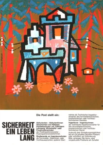 Deutsche Post - Sicherheit ein Leben lang ORIGINAL A2 Werbeplakat 1964 BERUFE - Picture 1 of 1