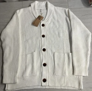 Nitagut Neu Herren 100% Acryl Weiß Strickjacke Pullover Gr. XL - Bild 1 von 12