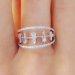 Mujeres Moda Boda 925 Plata Relleno Anillos Circonita Cúbica Joyería Talla 6-10 - Imagen 1 de 5