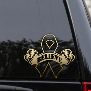 Believe Cancer Awareness Ribbon Vinyl Decal Sticker - Picture 1 of 2