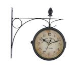 Station Clock Large Dispaly Double Sided Wall Bracket Metal Frame Mue Clock