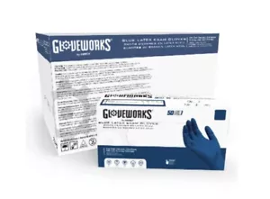 Gloveworks Blue Latex PF Exam Gloves - 13 mil - Case of 500 - Picture 1 of 6
