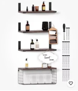 Diama Bathroom Shelves-Set of 3 Floating Shelves Bathroom, Organizer Shelf White - Picture 1 of 6
