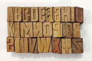 Vintage Letterpress 26 A To Z Letters Wood Type Printers Block Collection #Tx-97 - Picture 1 of 6
