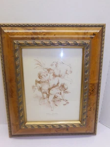 Framed Antique 19th Century Lithograph Study of Cherubs Boucher Wattier - Picture 1 of 5