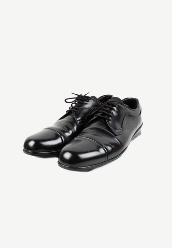 Scarpe Prada originali da uomo in pelle nera taglia 41 5EU 8 5US 7 5UK H2577