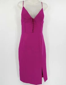 Nicholas Womens Crepe Corset Dress Spaghetti Straps Front Slit Fuschia Pink Sz 6 - Picture 1 of 7
