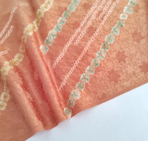 Rustikaler apricot #E 6,5x37 Vintage Shibori gefärbt Jacquard Seide Kimono Stoff SE45 - Bild 1 von 8