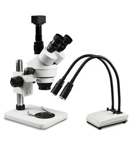 Parco Simul-Focal Trinocular Zoom Stereo Microscope with 5MP Camera, Dual Light - Picture 1 of 5