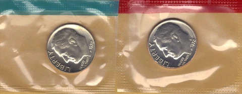 1972-P & D UNCIRCULATED BU ROOSEVELT DIMES IN MINT SET CELLO (2 coins) Cover