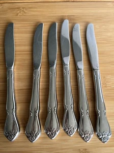 VTG Ekco Butter Knives Flatware Eterna Regal Rose Stainless Set Of 6 Good Cond - Picture 1 of 17