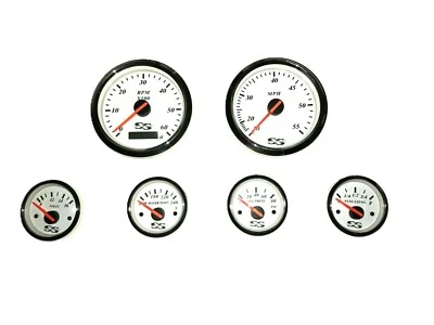 SS Competition Marine 6 Boat Gauge Set, Stainless Steel Bezel  USA SELLER - Image 1 of 4