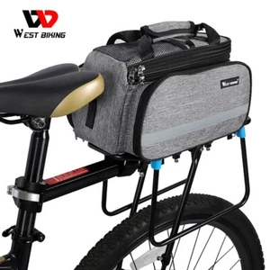 WEST BIKING Waterproof Bike Rear Rack Pack Bag Bicycle Carrier Trunk Bag Gray - Picture 1 of 10
