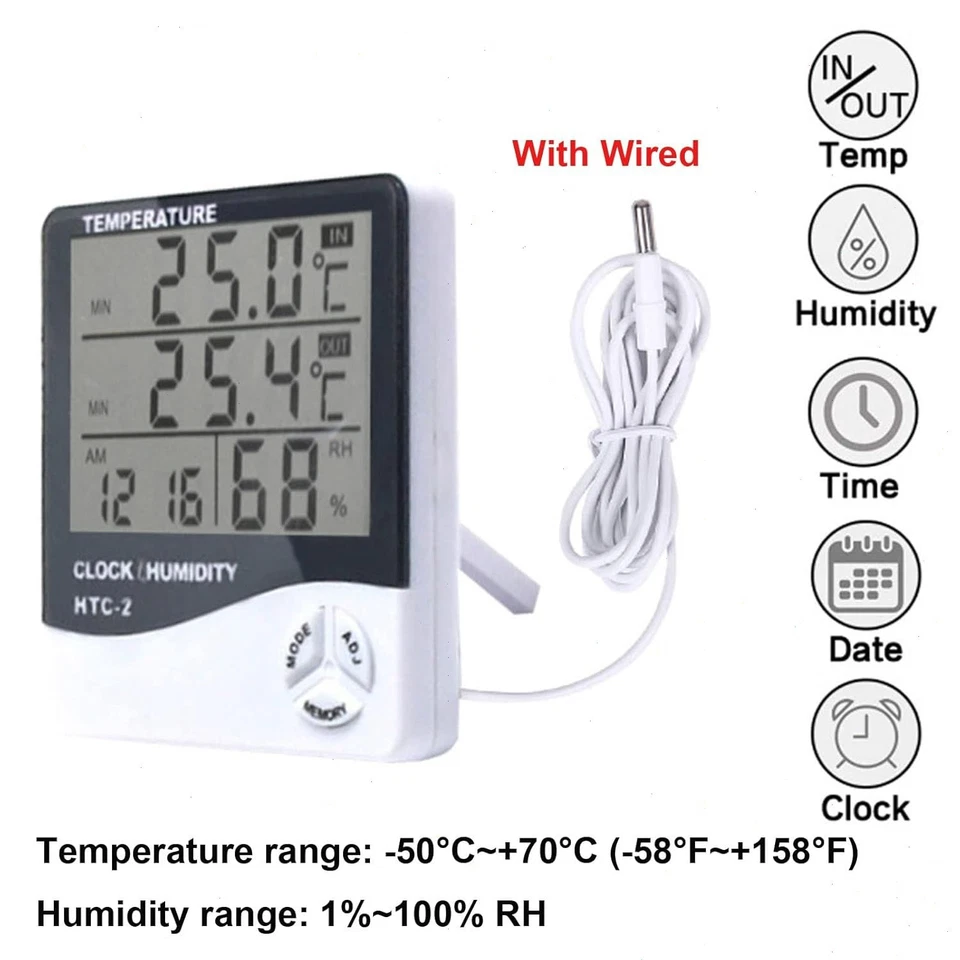 CNYST Digital LCD Temperature Humidity Meter Indoor Hygrometer Thermometer -50℃-70℃