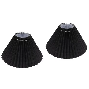 2 Count Fabric Lampshade Cover Pendant Shades Black Pleated Table - Picture 1 of 12