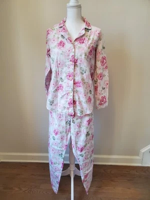 LRL Ralph Lauren Floral Blanco Rosa Rosas Logo 2 piezas Conjunto de Pijama Shabby chic M Foto 1 de 4