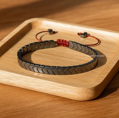 Pulsera de hematita natural para hombre cristal mate delicada energía curativa joyería regalo Foto 1 de 3