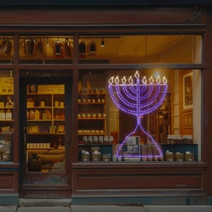 Northlight 54" LED Rope Light Menorah Commercial Hanukkah Decoration - Picture 1 of 4