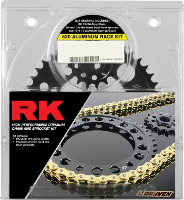 RK 520 XRE Aluminum Race Chain & Sprocket Kit Black/Gold for Yamaha R1/R1M - Image 1 of 1