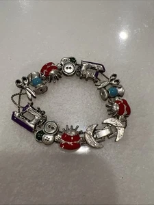 Vintage Silver Sewing Charm bracelet Super Cute! - Picture 1 of 6